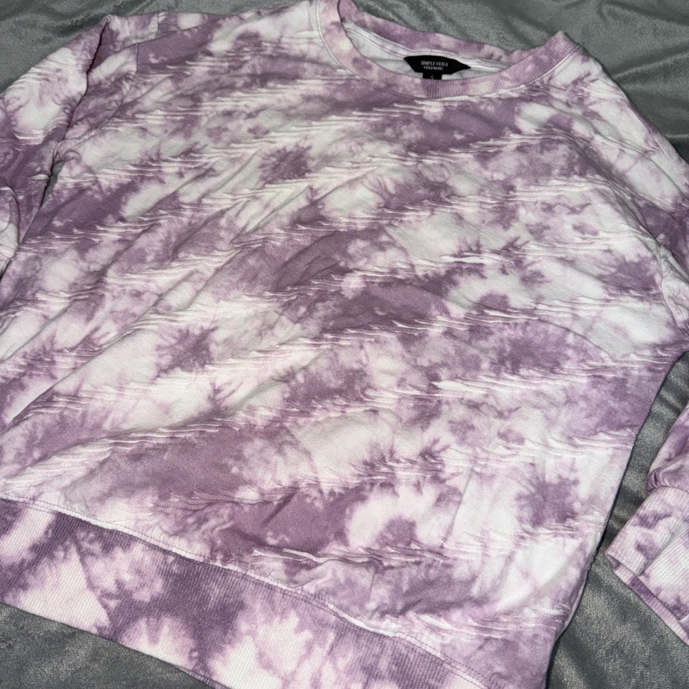 Simply Vera Vera Wang Light Weight Sweatshirt Women's Small Purple Tie Dye